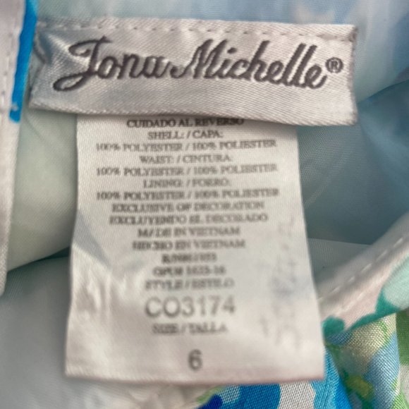 3/$30 Girls Stylish Jona Michelle Blue and Green Flower Dress Size 6 - Picture 3 of 3